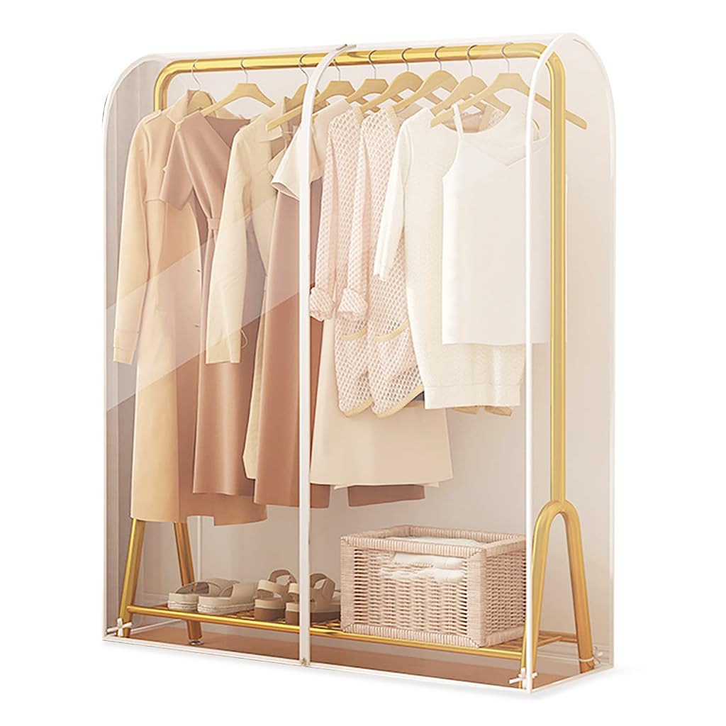 HASTHIP Clear Garment Rack Cover, Transparent PEVA Clothes Rack Cover with Zipper, Clothing Dustproof & Waterproof Protector Cover, 110x50x150cm HASTHIP Clear Garment Rack Cover, Transparent PEVA Clothes Rack Cover with Zipper, Clothing Dustproof & Waterproof Protector Cover, 110x50x150cm